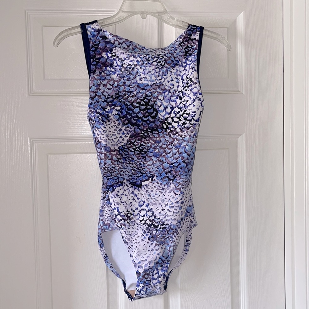 Eleve Blue/White Patterned Ballet Leotard